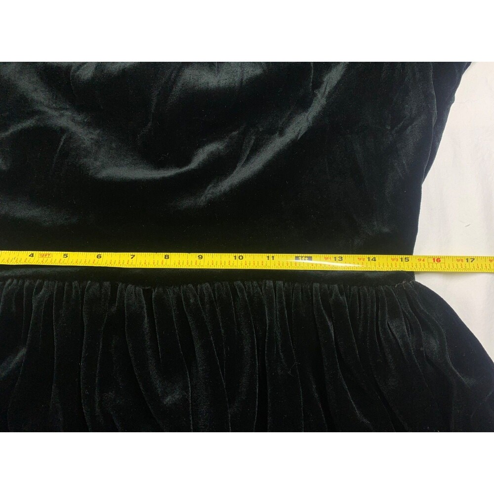 Vtg 90s Y2K Black Velvet Dress 12 Party Whimsigoth Flutter Sleeve Romantic Goth - Picture 7 of 9